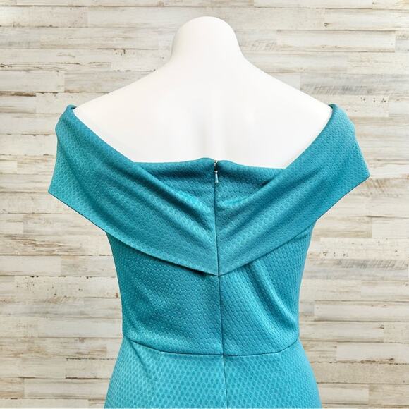 Slate & Willow Asymmetrical Off the Shoulder Dress Womens Size M Teal Jersey - Picture 11 of 16
